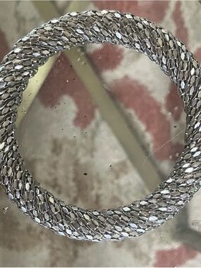 VTG 1980s Mesh Overlapping Metal Silver Tone Bangle Bracelet !Accepting Offers!